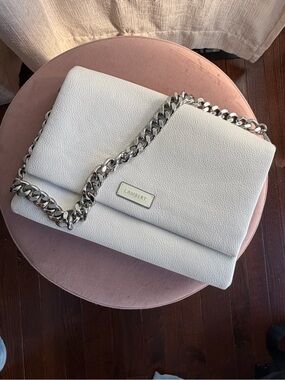White Chain-Handle Shoulder Bag